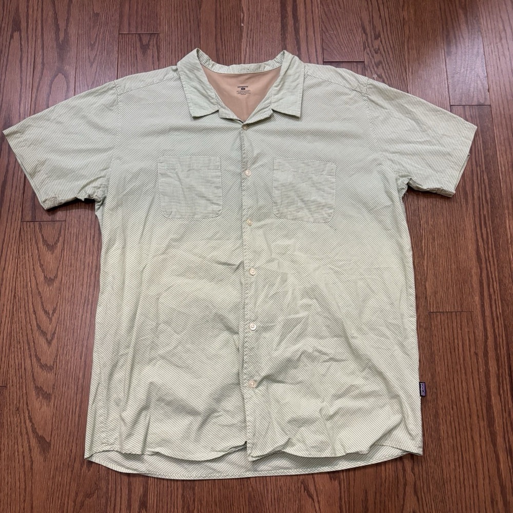 Patagonia 100% Cotton Button Shirt Men's XL Green Double Pocket Y2K Gorp Core
